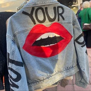Hand painted jean jacket not your babe